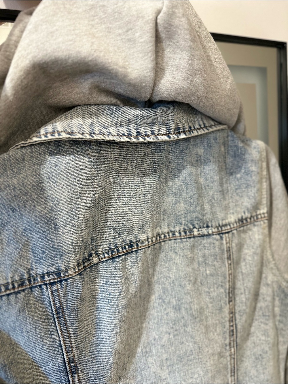 Highway Jeans Light Wash Denim Jacket with Gray Hoodie and Sleeves 🩵🩶 - Picture 6 of 8